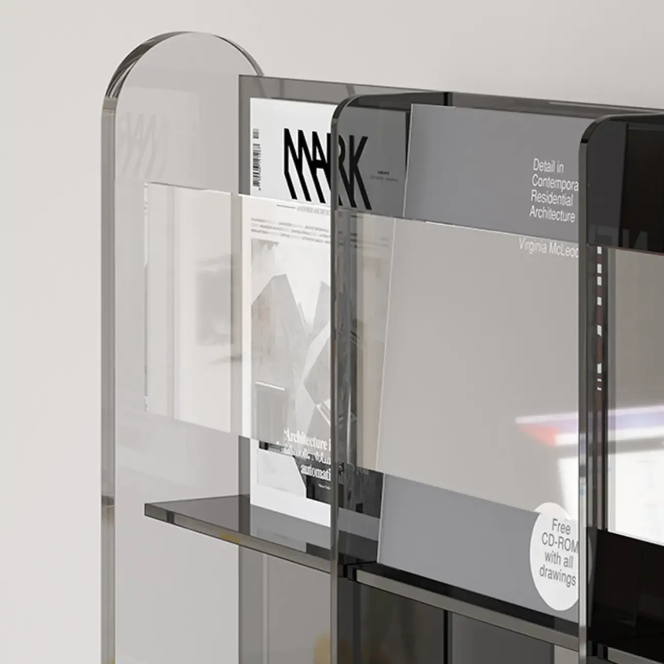 Vertical Acrylic 4-Shelf Closed Back Display Bookcase Image - 7