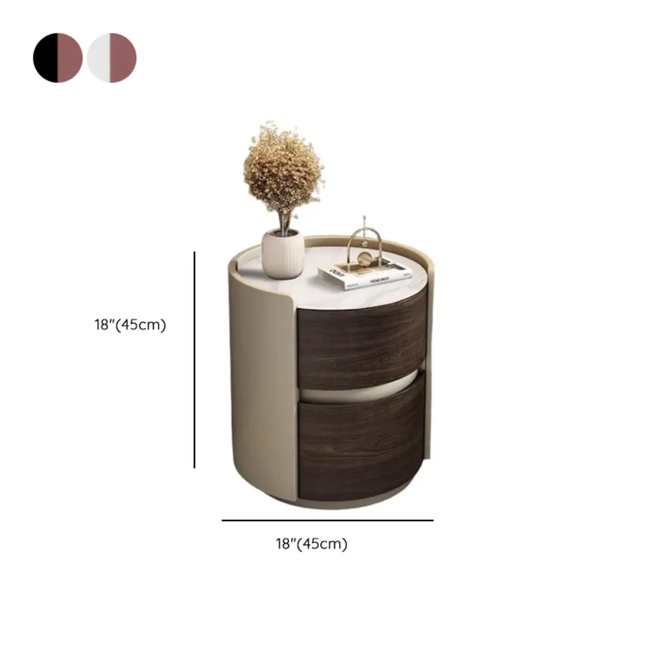 Narrow Pine Wood Soft-Close 2 Tier Round Bedside Table Image - 11 | homeyfad