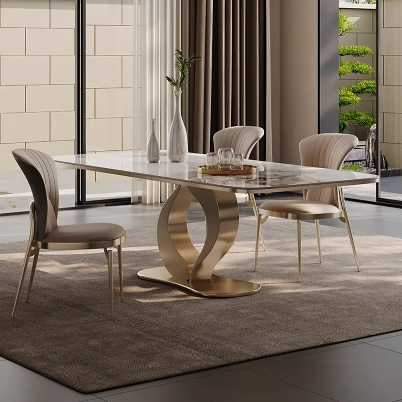 Modern Luxury Leather Upholstered Dining Chairs Image - 3 | homeyfad