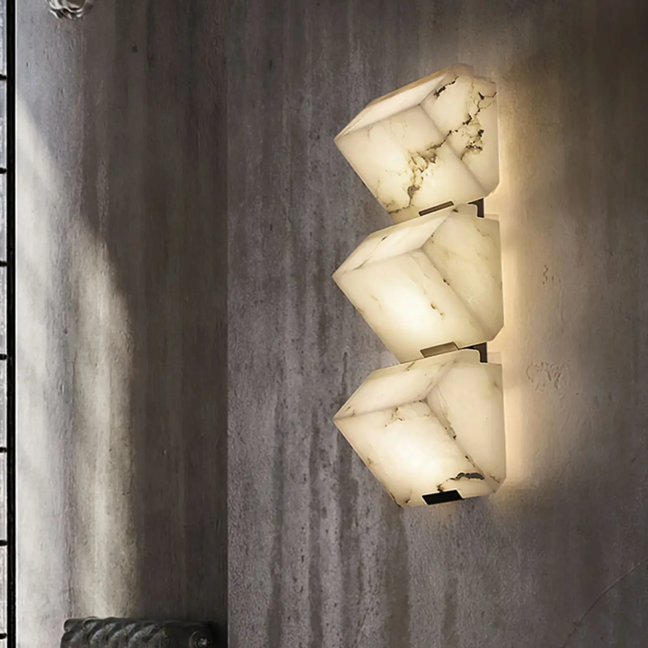 3-Light Geometric Metal Stone Shade Wall Sconce Image - 2 | homeyfad