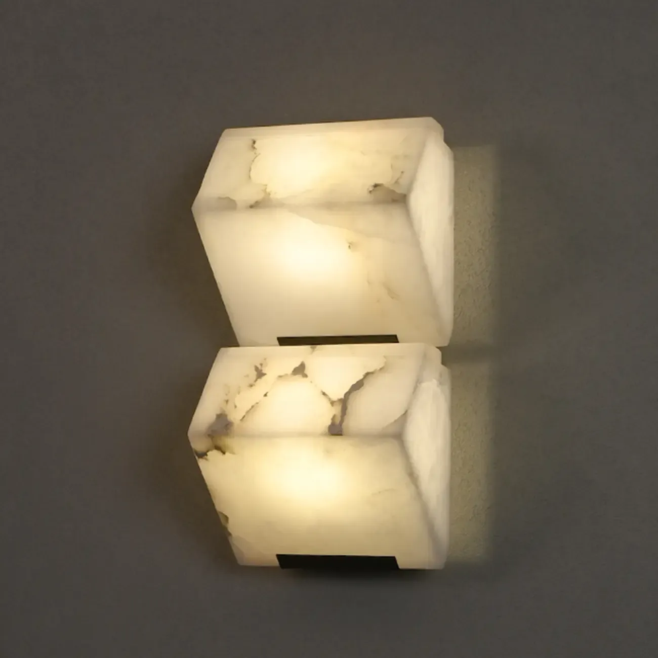 3-Light Geometric Metal Stone Shade Wall Sconce Image - 8