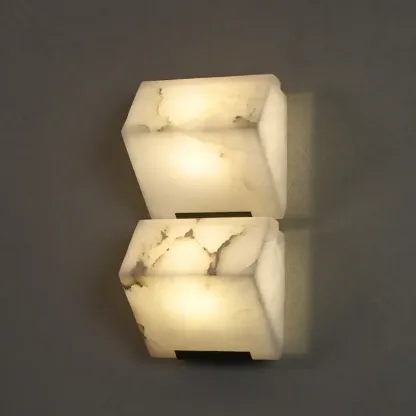 3-Light Geometric Metal Stone Shade Wall Sconce Image - 8