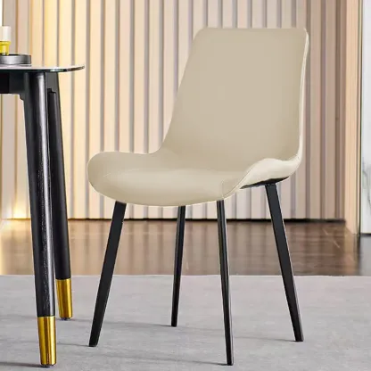 Simple Low Back Faux Leather Dining Chair with Alloy Legs Image - 2