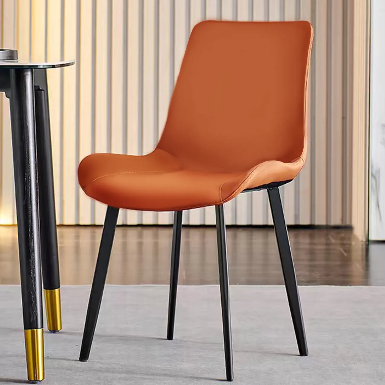 Simple Low Back Faux Leather Dining Chair with Alloy Legs Image - 9 | homeyfad