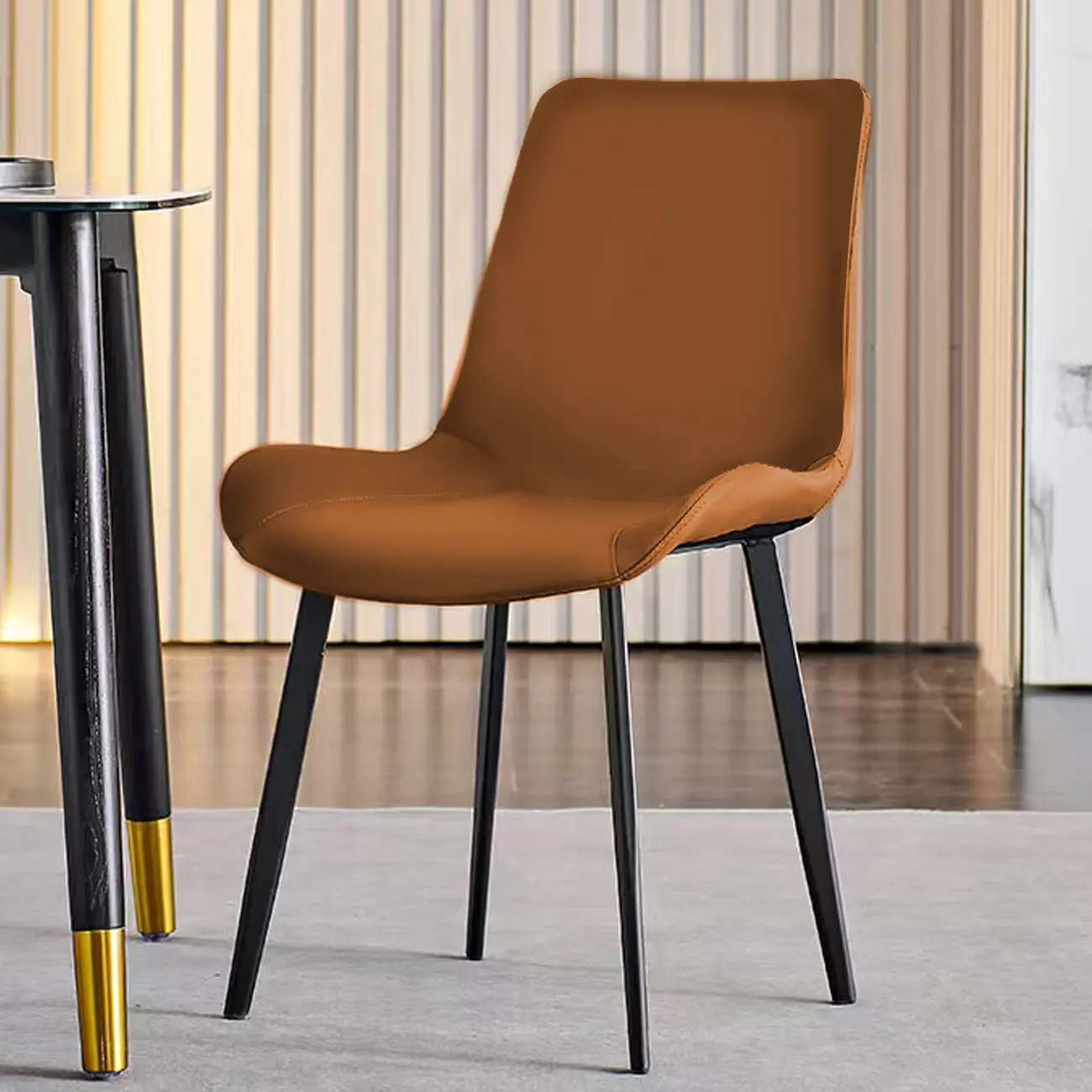 Simple Low Back Faux Leather Dining Chair with Alloy Legs Image - 13 | homeyfad