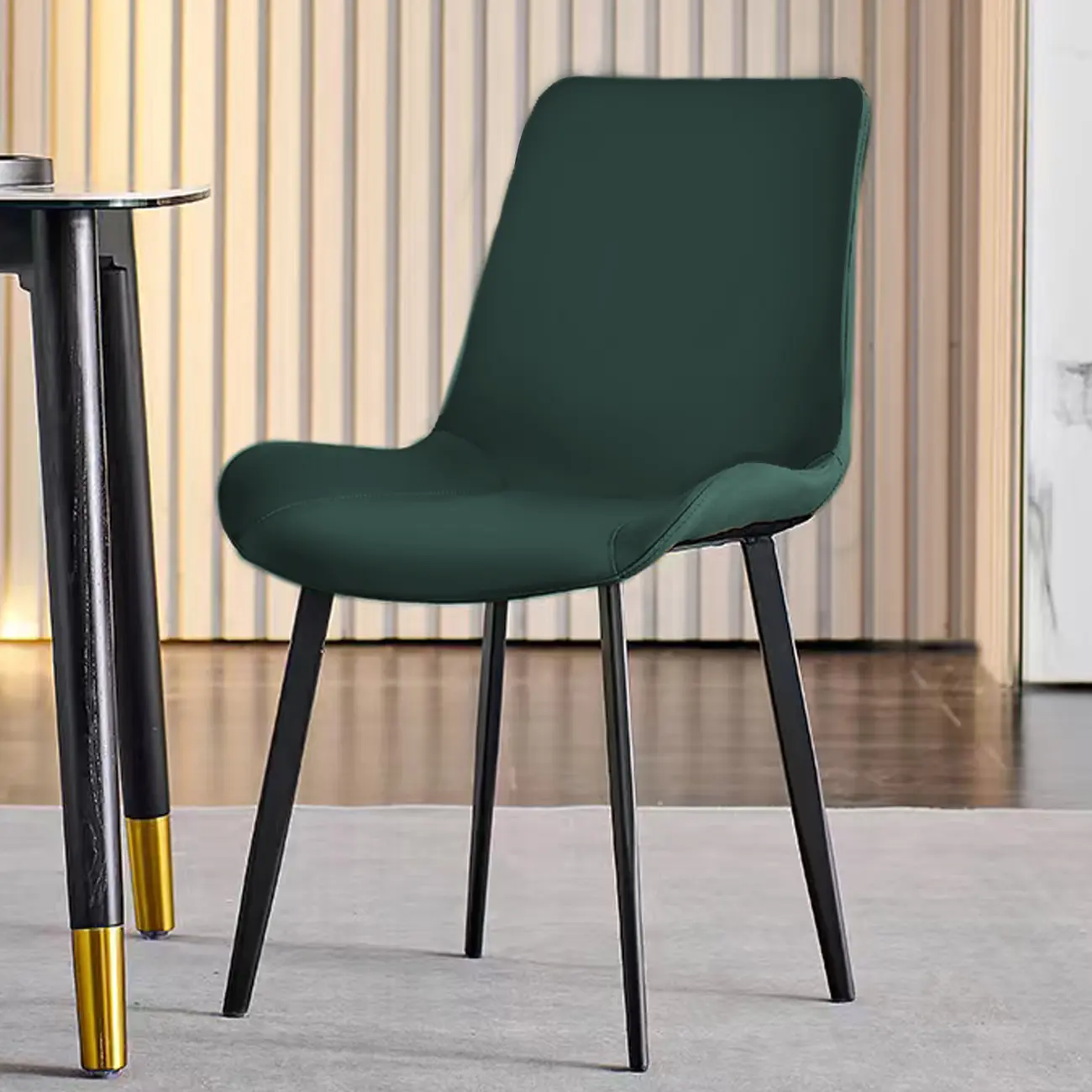 Simple Low Back Faux Leather Dining Chair with Alloy Legs Image - 15 | homeyfad