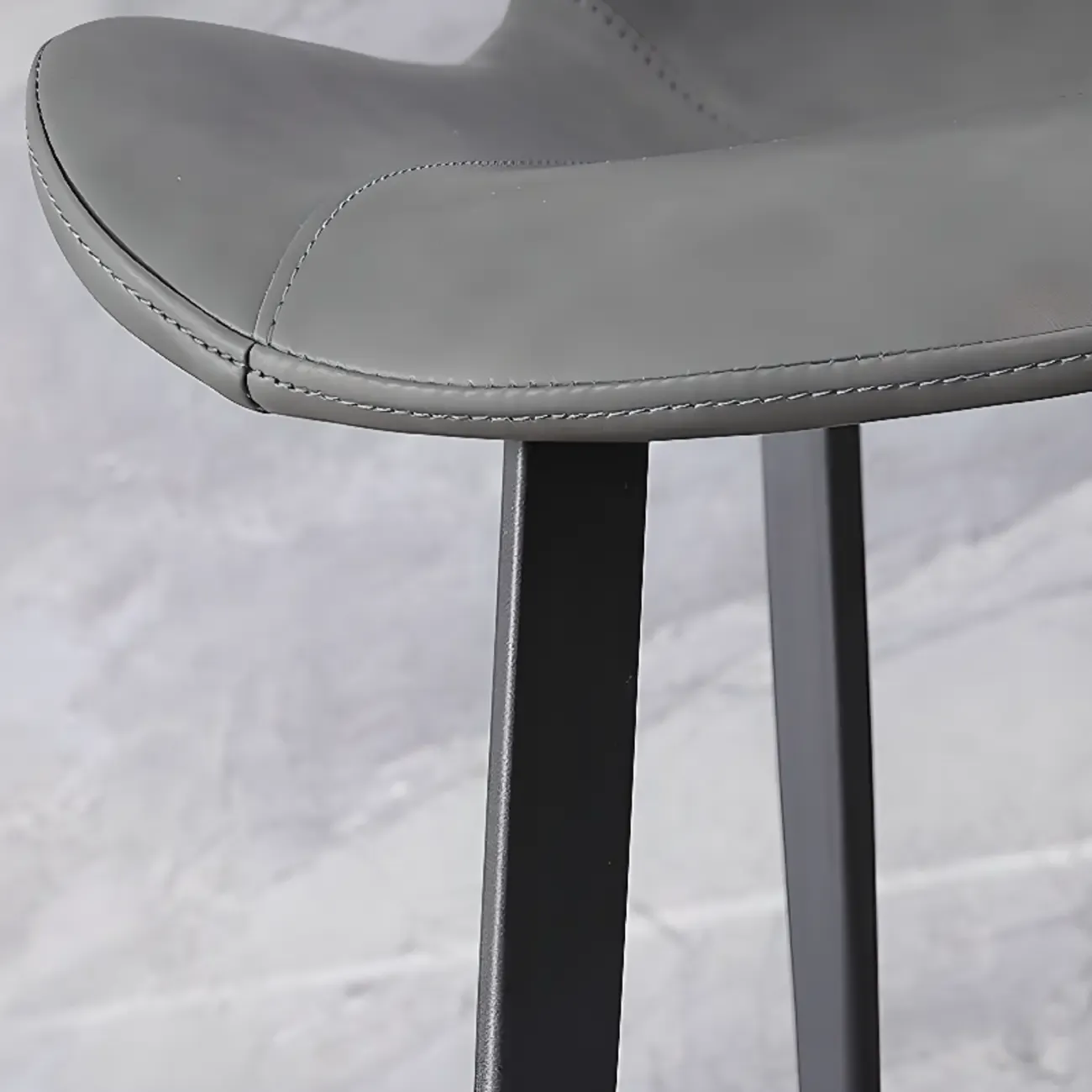 Simple Low Back Faux Leather Dining Chair with Alloy Legs Image - 18
