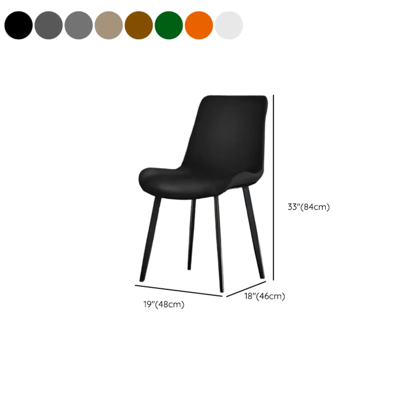 Simple Low Back Faux Leather Dining Chair with Alloy Legs #size