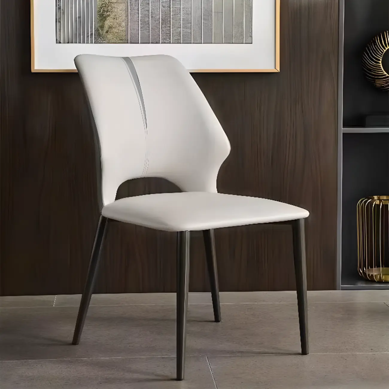 Modern Faux Leather Open Back Armless Dining Chair Image - 2 | homeyfad