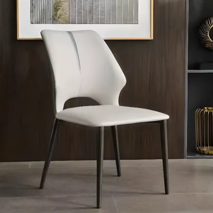 Modern Faux Leather Open Back Armless Dining Chair Image - 2