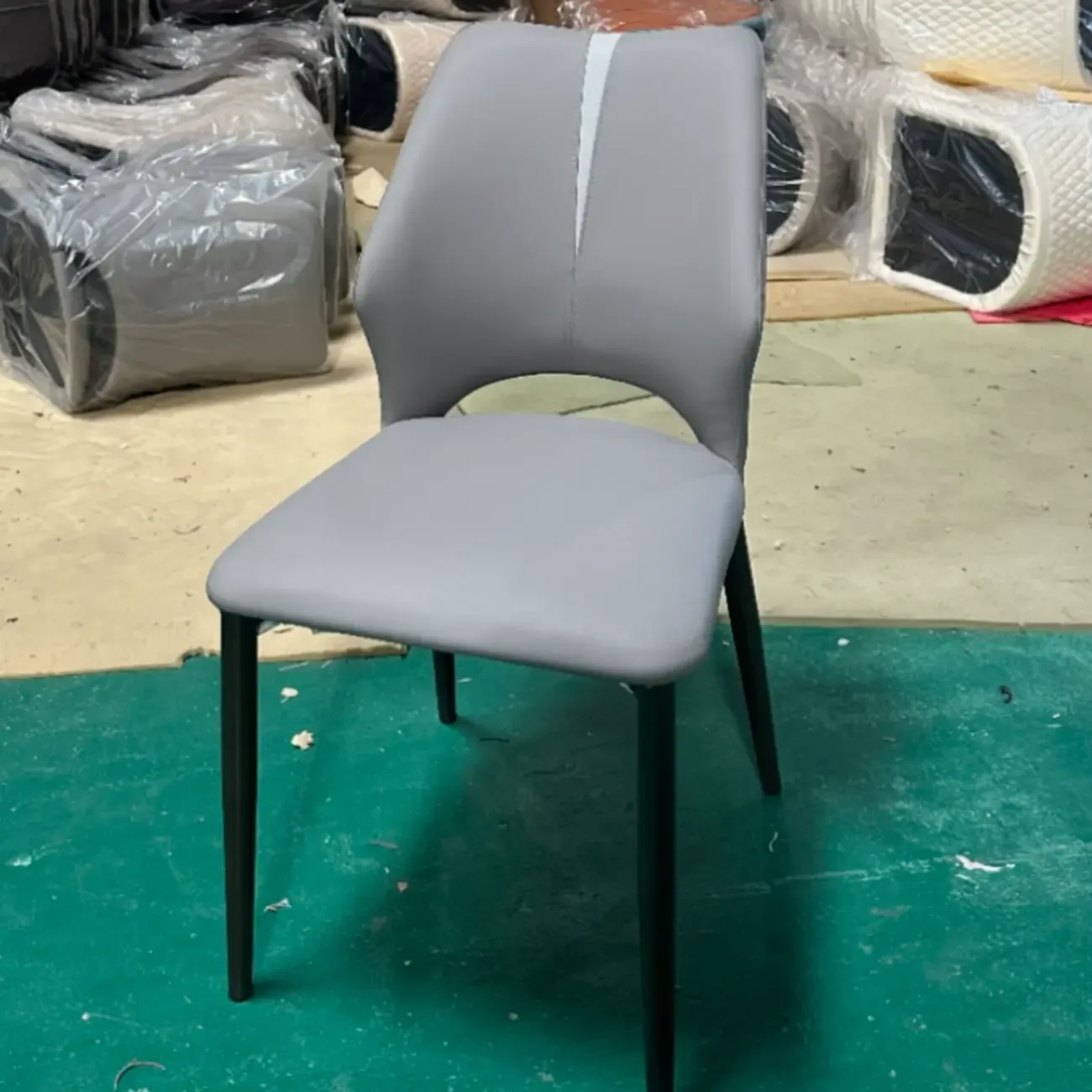 Modern Faux Leather Open Back Armless Dining Chair Image - 5
