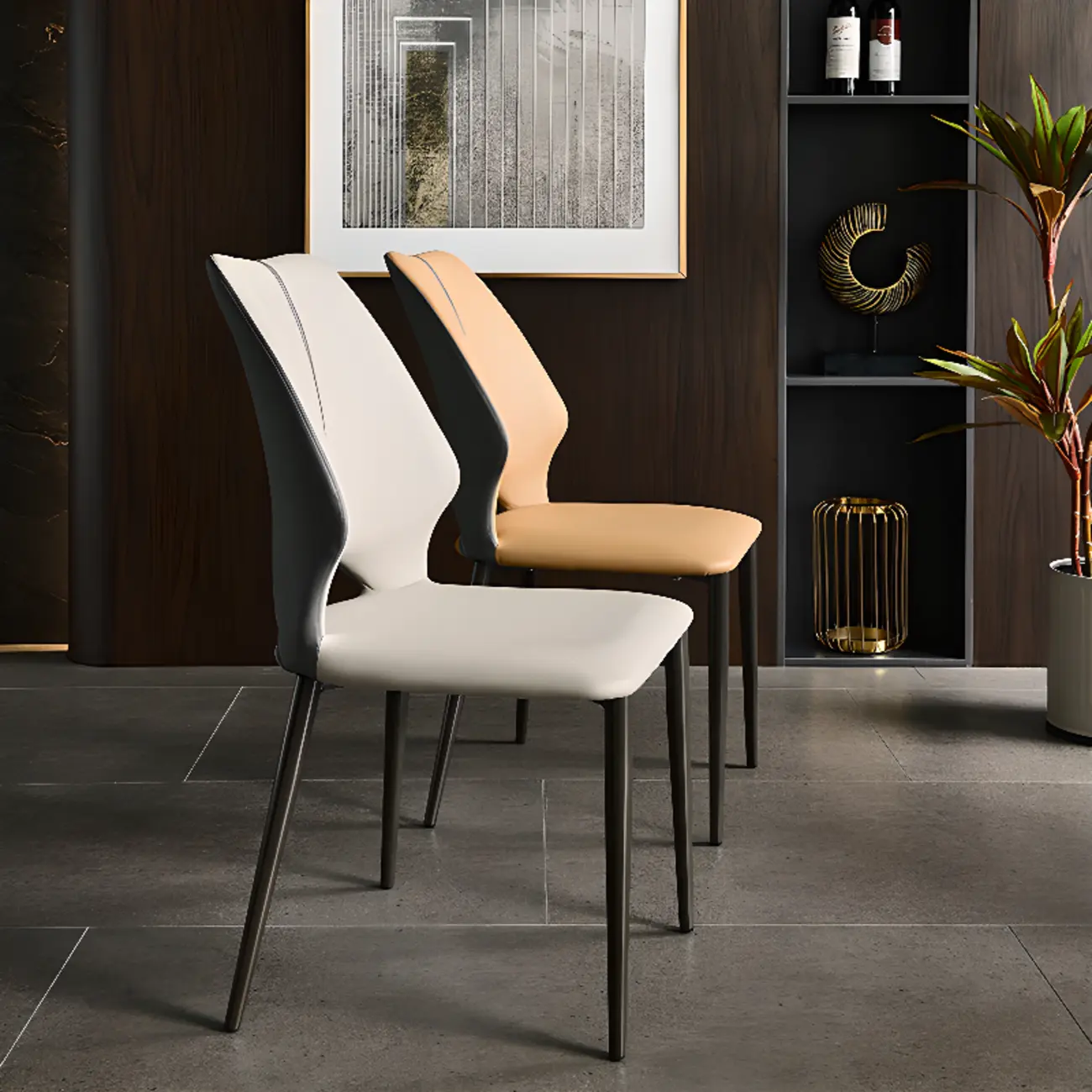 Modern Faux Leather Open Back Armless Dining Chair Image - 8 | homeyfad