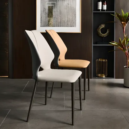 Modern Faux Leather Open Back Armless Dining Chair Image - 8