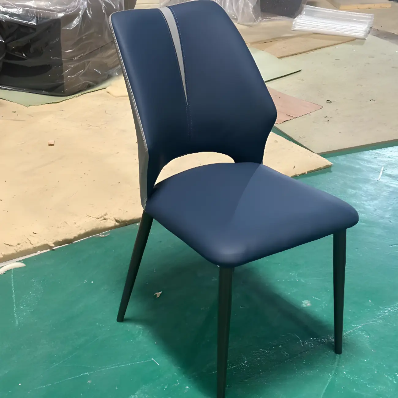 Modern Faux Leather Open Back Armless Dining Chair Image - 9 | homeyfad