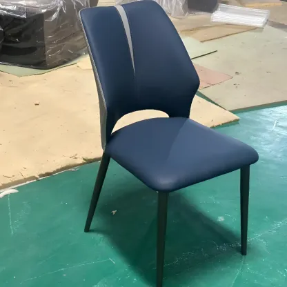 Modern Faux Leather Open Back Armless Dining Chair Image - 9