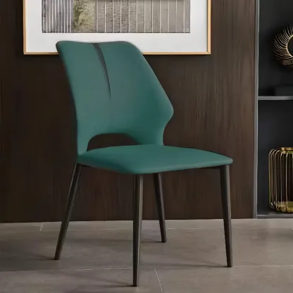 Modern Faux Leather Open Back Armless Dining Chair Image - 11