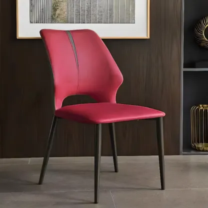 Modern Faux Leather Open Back Armless Dining Chair Image - 13