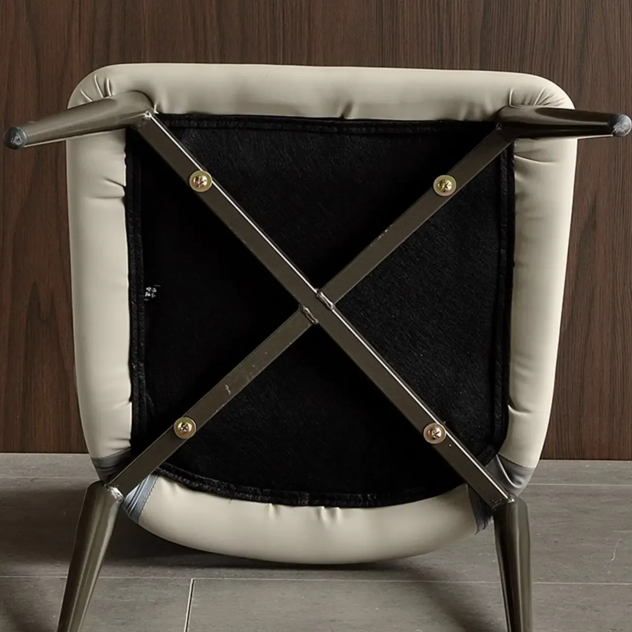 Modern Faux Leather Open Back Armless Dining Chair Image - 16