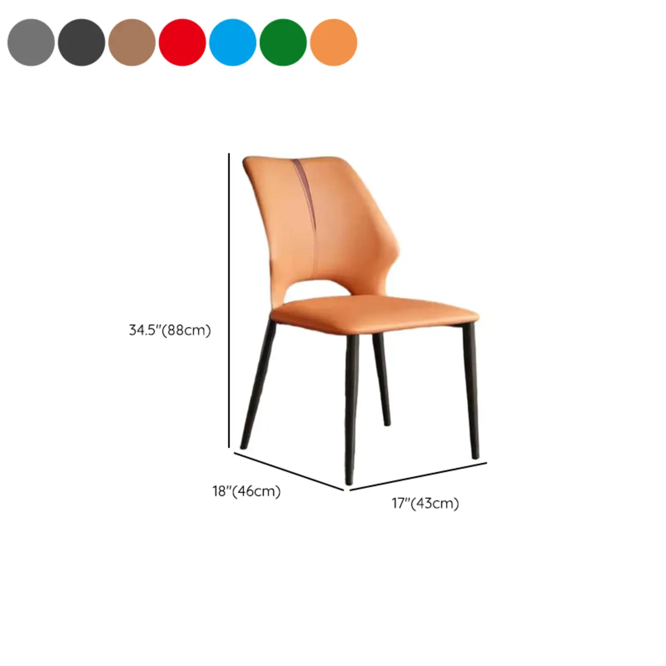 Modern Faux Leather Open Back Armless Dining Chair #size | homeyfad