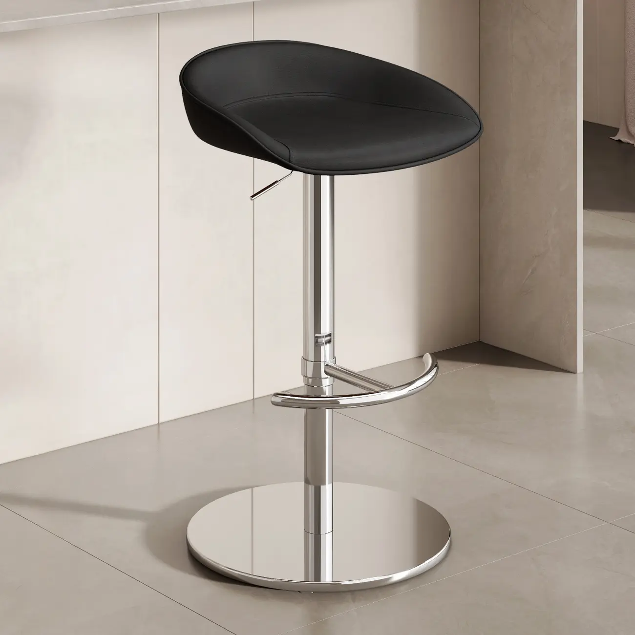 Industrial Modern Pedestal Leather Bar Stools Image - 6 | homeyfad
