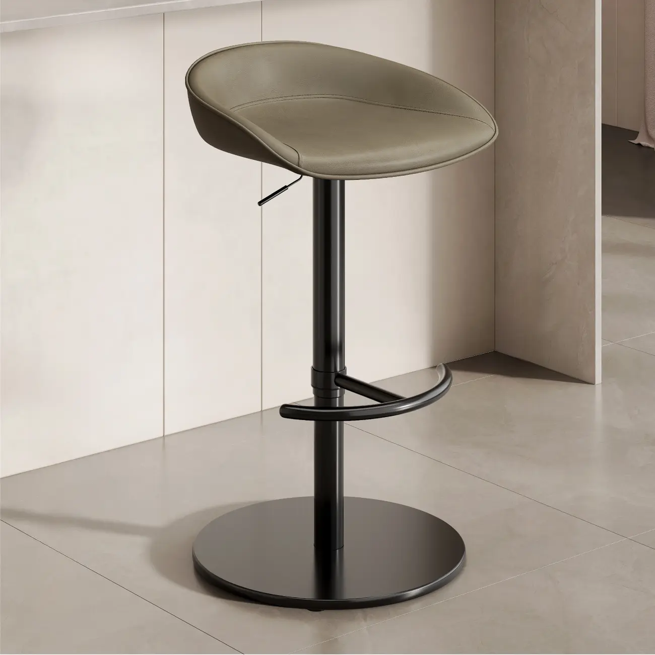 Industrial Modern Pedestal Leather Bar Stools Image - 16 | homeyfad