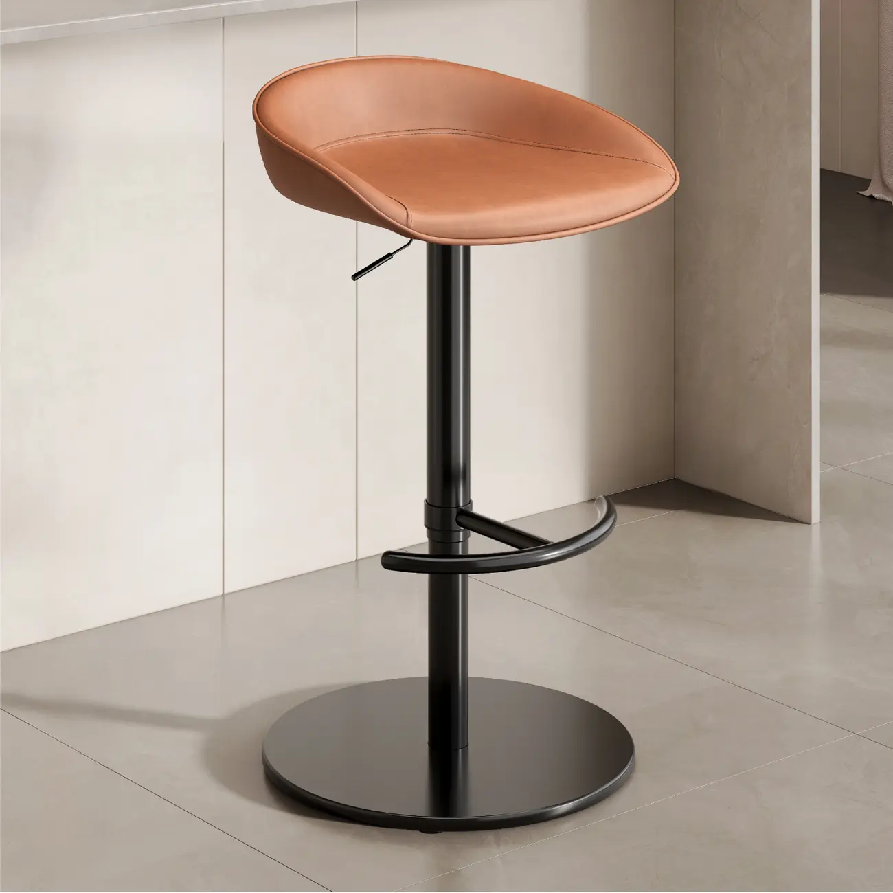 Industrial Modern Pedestal Leather Bar Stools Image - 18 | homeyfad