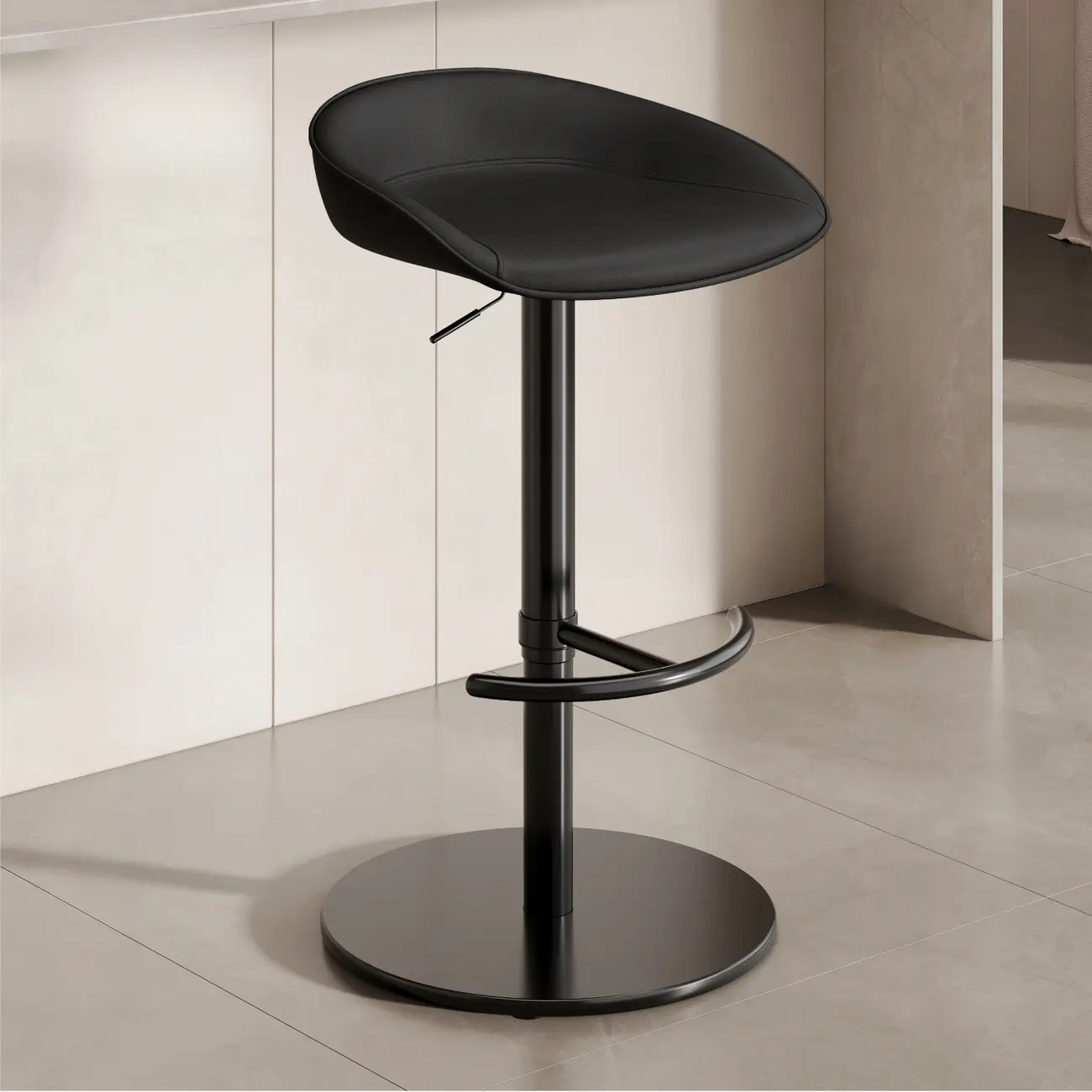 Industrial Modern Pedestal Leather Bar Stools Image - 20 | homeyfad