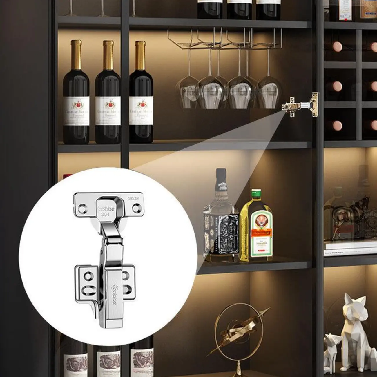 Freestanding Black Wood Glass Door Wine Rack Cabinet Image - 12 | homeyfad