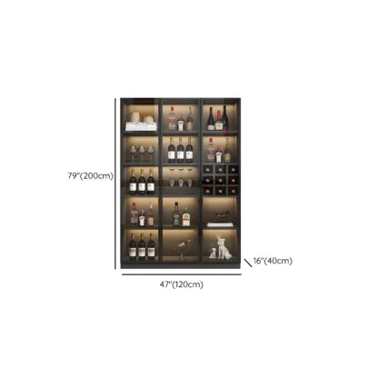 Freestanding Black Wood Glass Door Wine Rack Cabinet #size