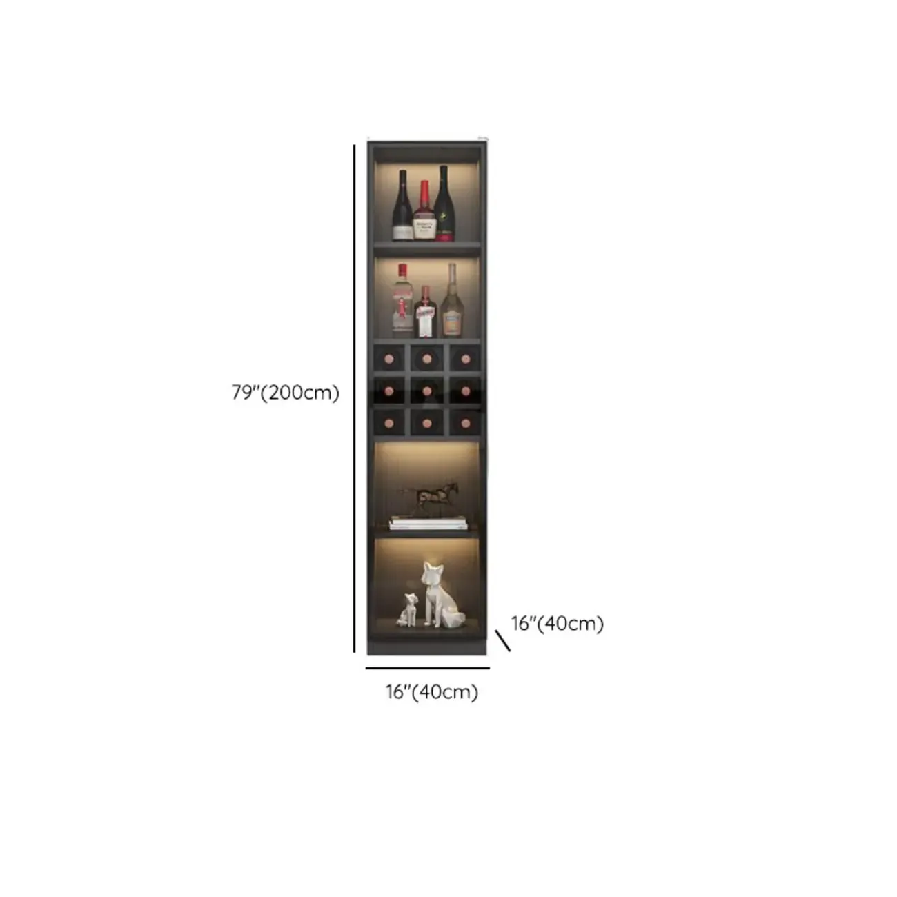 Freestanding Black Wood Glass Door Wine Rack Cabinet Image - 16