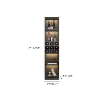 Freestanding Black Wood Glass Door Wine Rack Cabinet Image - 16