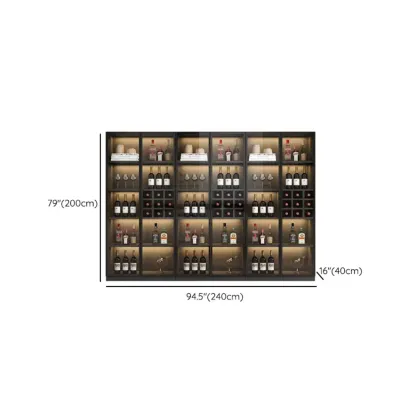 Freestanding Black Wood Glass Door Wine Rack Cabinet Image - 17