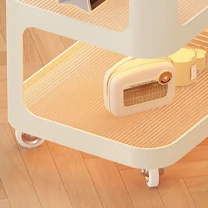 Modern White Glass Shelf 3-Tier Rolling Side Table Image - 6