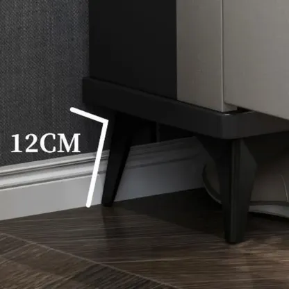 Narrow Sleek Gray Wood Shoe Cabinet with Drop-Front Door Image - 13