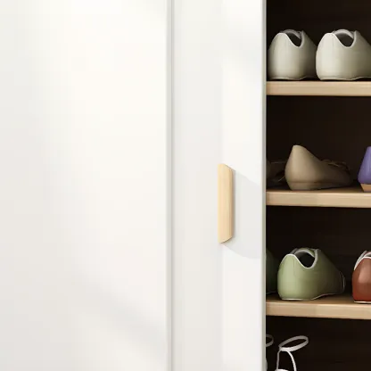 Freestanding Spacious Sliding Door 6-Tier Wood Shoe Cabinet Image - 13