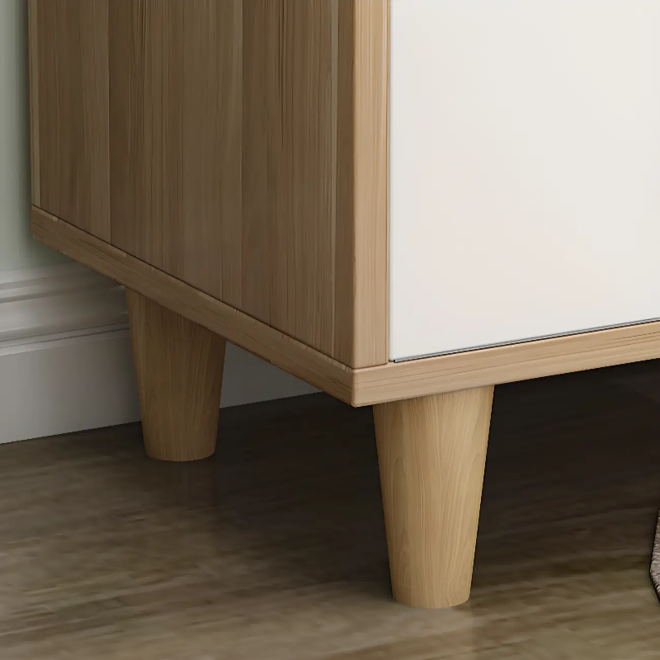 Freestanding Spacious Sliding Door 6-Tier Wood Shoe Cabinet Image - 16 | homeyfad