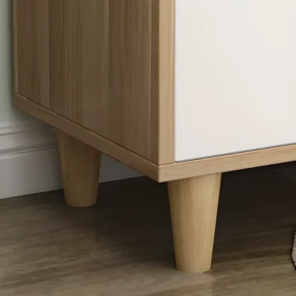 Freestanding Spacious Sliding Door 6-Tier Wood Shoe Cabinet Image - 16