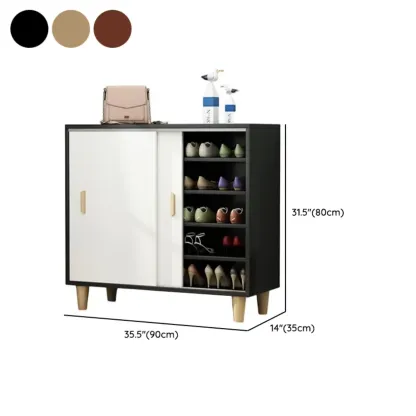 Freestanding Spacious Sliding Door 6-Tier Wood Shoe Cabinet Image - 23