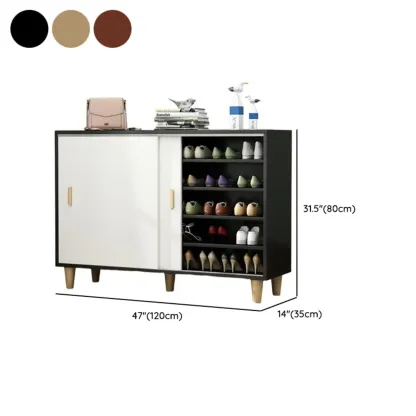 Freestanding Spacious Sliding Door 6-Tier Wood Shoe Cabinet Image - 24