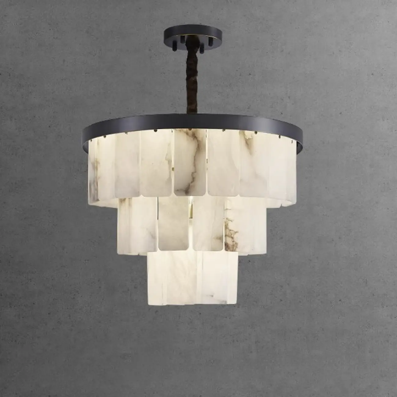 White Stone Geometric Tiered Crystal Chain Chandelier Image - 4 | homeyfad