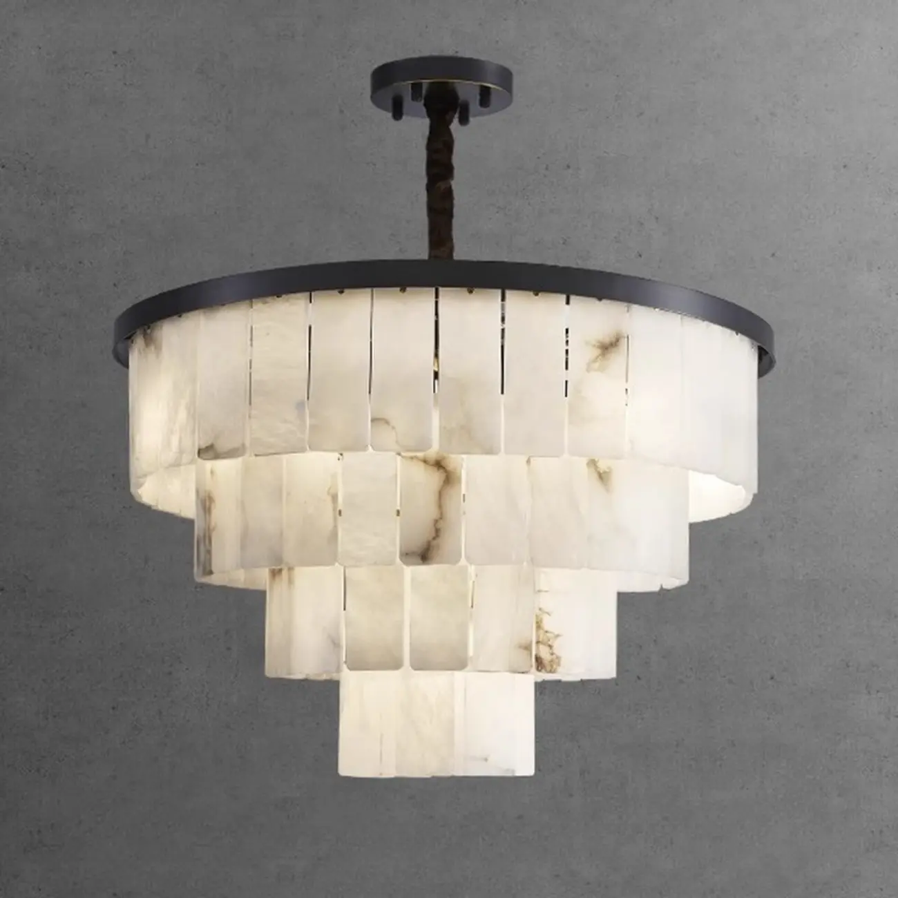 White Stone Geometric Tiered Crystal Chain Chandelier Image - 5 | homeyfad