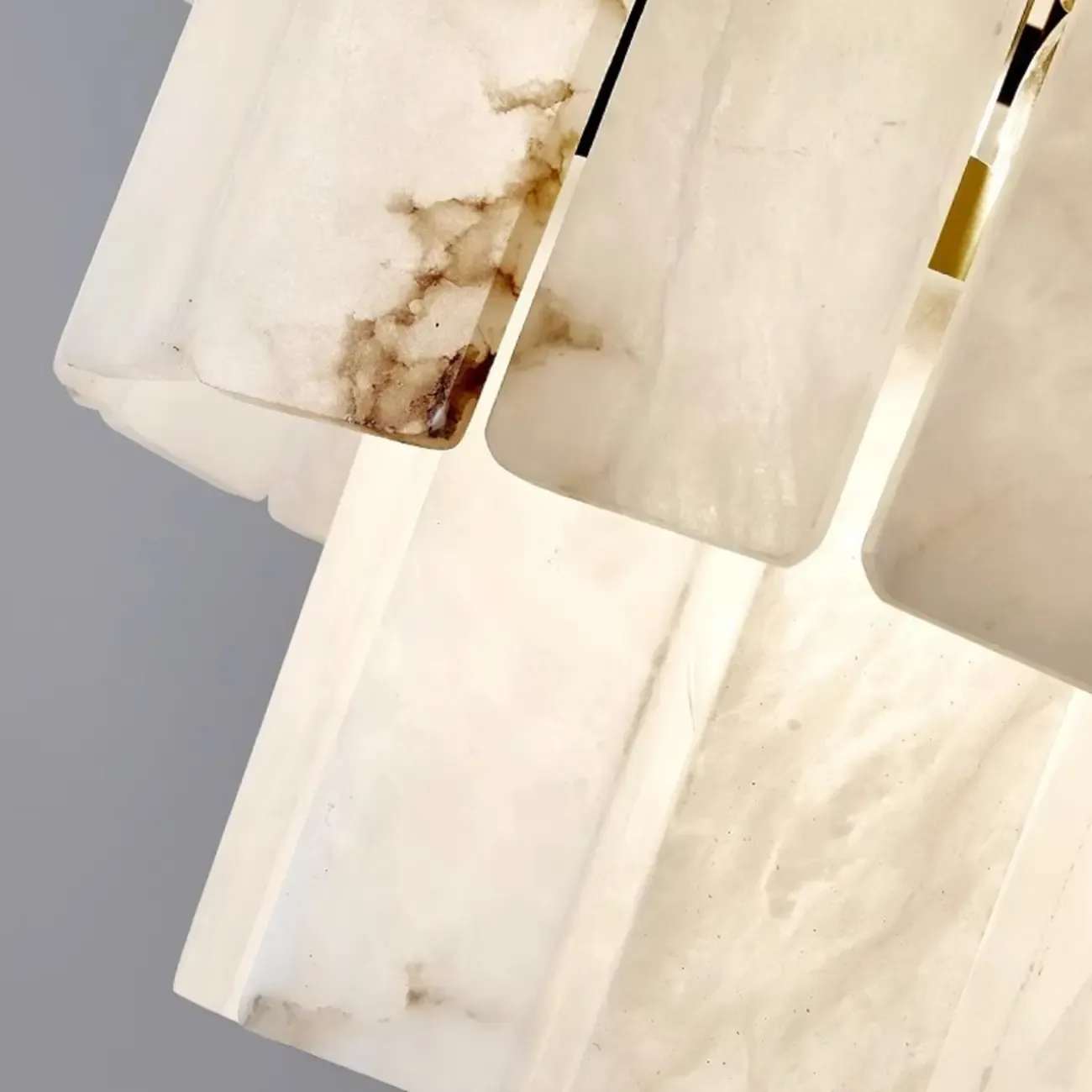 White Stone Geometric Tiered Crystal Chain Chandelier Image - 8