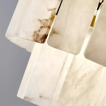 White Stone Geometric Tiered Crystal Chain Chandelier Image - 8