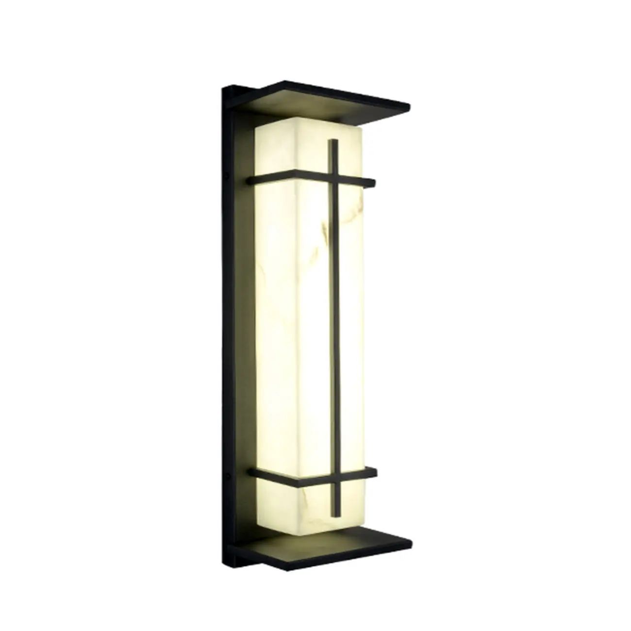 Outdoor Black Cylinder Steel & Stone LED Wall Sconce Image - 5 | homeyfad