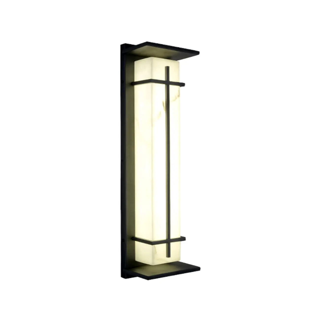 Outdoor Black Cylinder Steel & Stone LED Wall Sconce Image - 6 | homeyfad