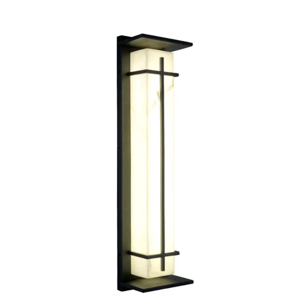Outdoor Black Cylinder Steel & Stone LED Wall Sconce Image - 8 | homeyfad
