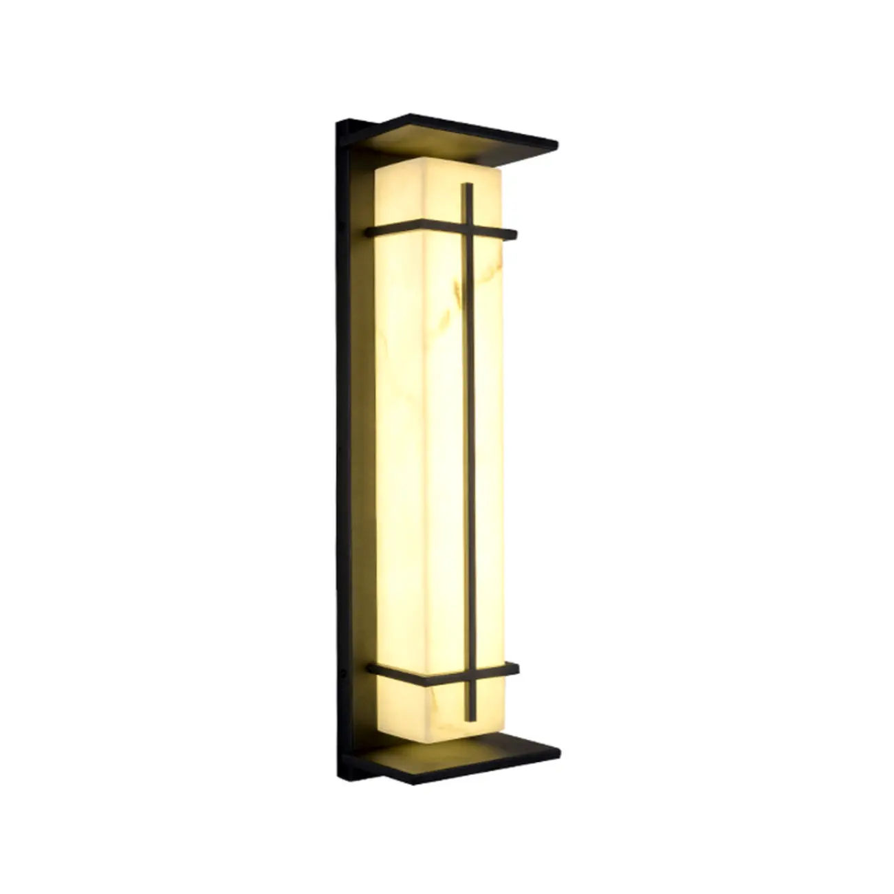 Outdoor Black Cylinder Steel & Stone LED Wall Sconce Image - 9 | homeyfad