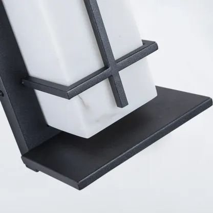 Outdoor Black Cylinder Steel & Stone LED Wall Sconce Image - 12