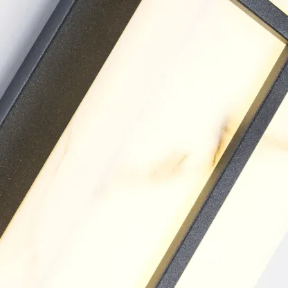 Outdoor Black Cylinder Steel & Stone LED Wall Sconce Image - 13