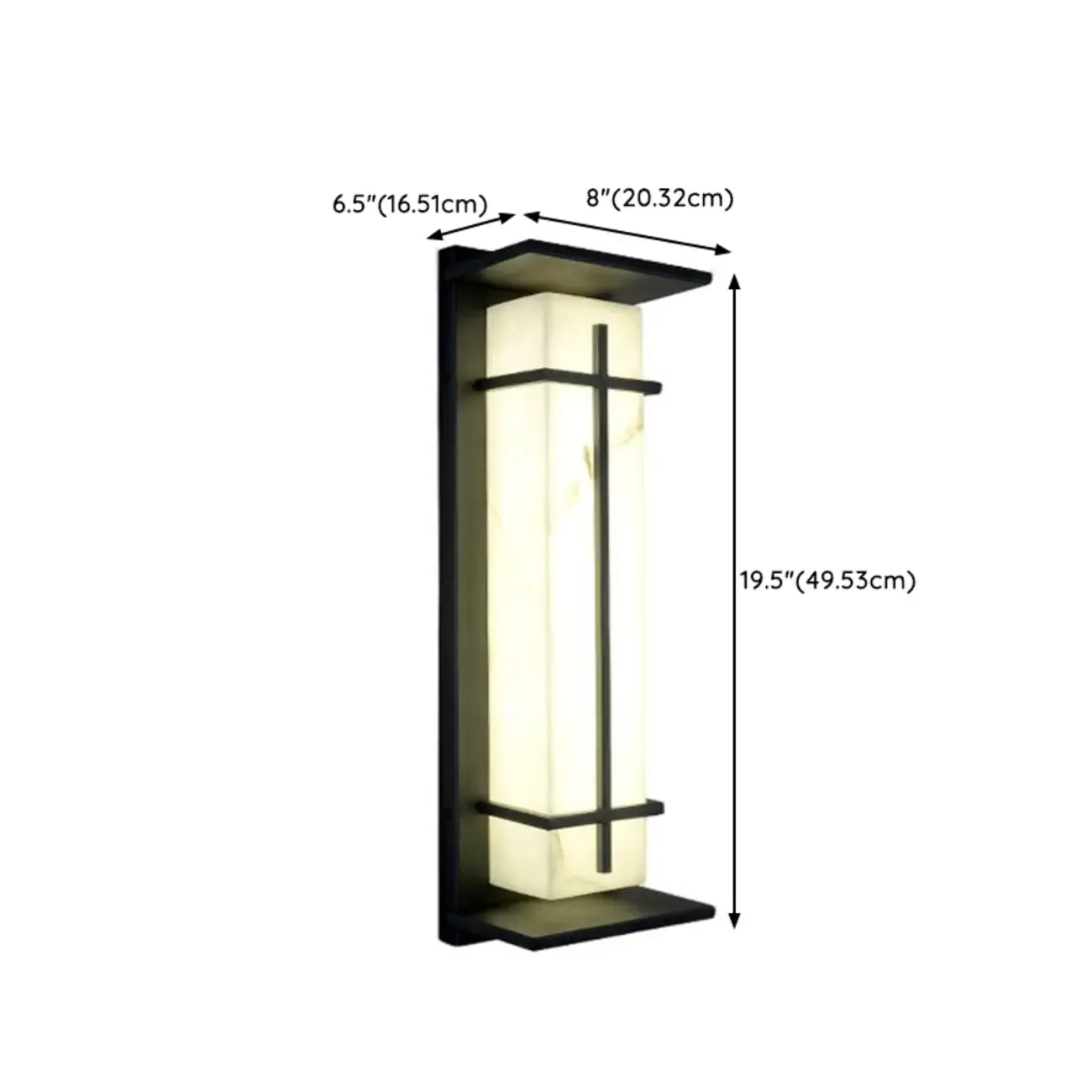 Outdoor Black Cylinder Steel & Stone LED Wall Sconce #size